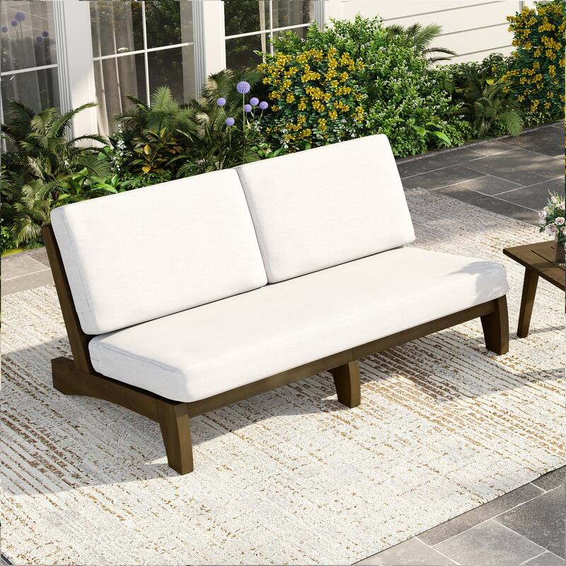 3 Seat Wood 64" W Outdoor Patio Sofa with Cushion