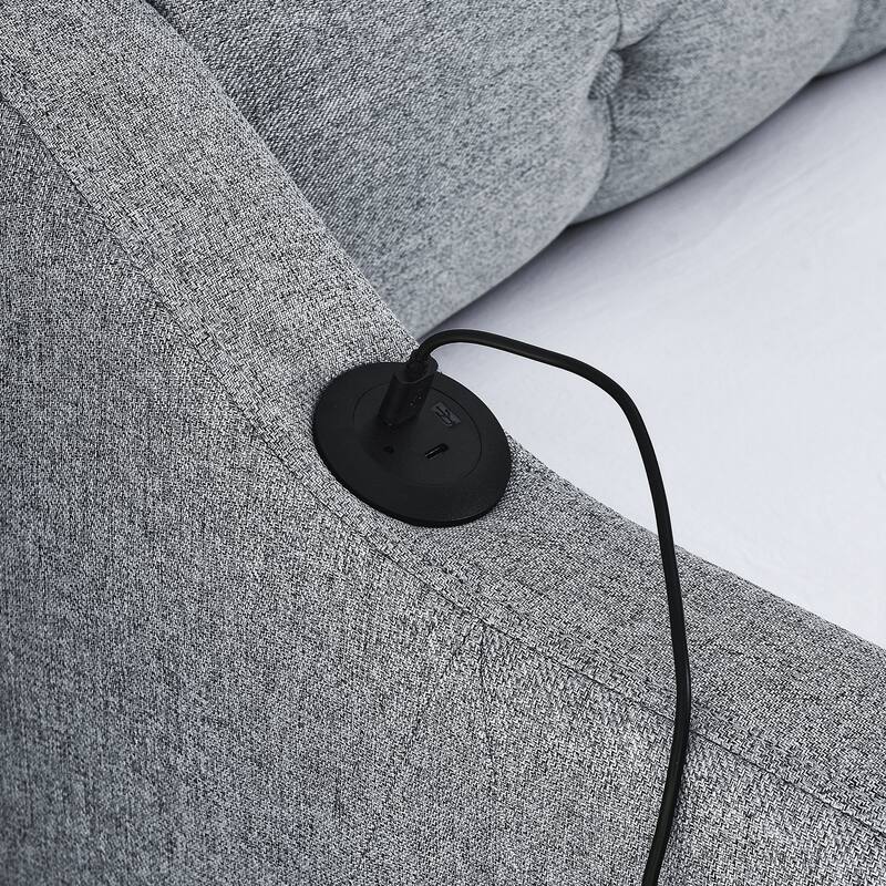 Upholstery Daybed with Erectable Trundle & USB Design