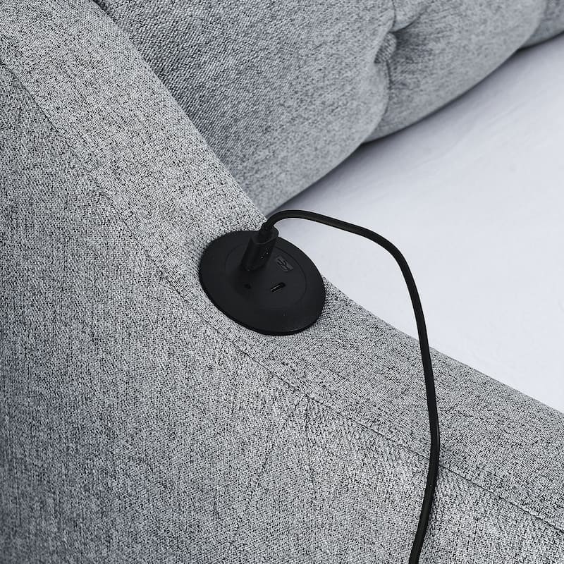 Upholstery Daybed with Twin Size Erectable Trundle and USB Charging Design