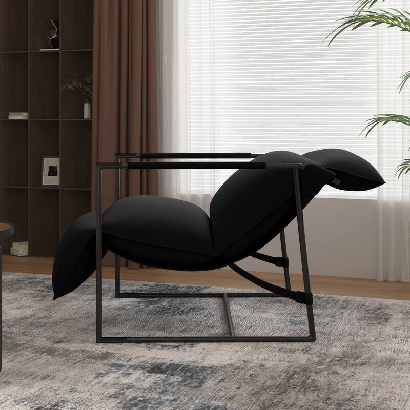 Metal Framed Sling Accent Chair with Bag Cushion