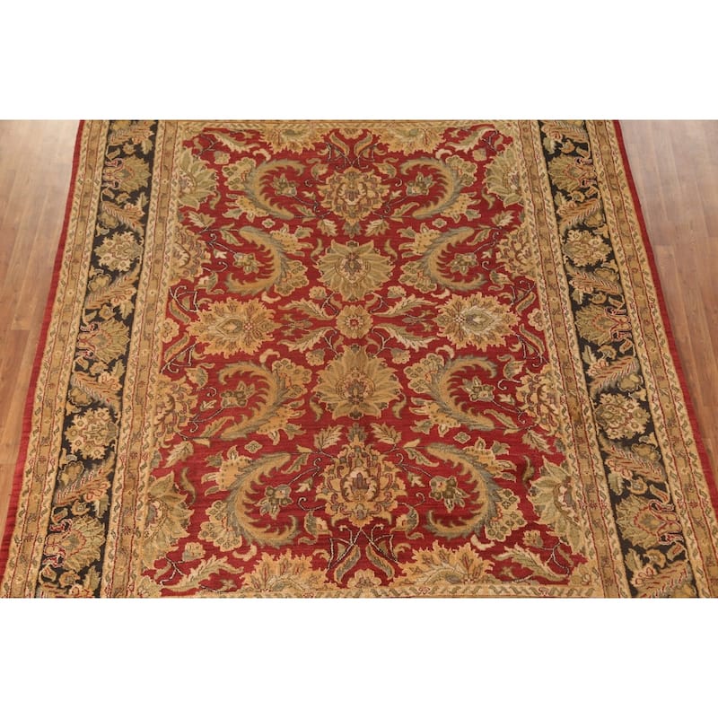 All-Over Floral Agra Oriental Area Rug Hand-Knotted Wool Carpet - 9'0" x 11'9"