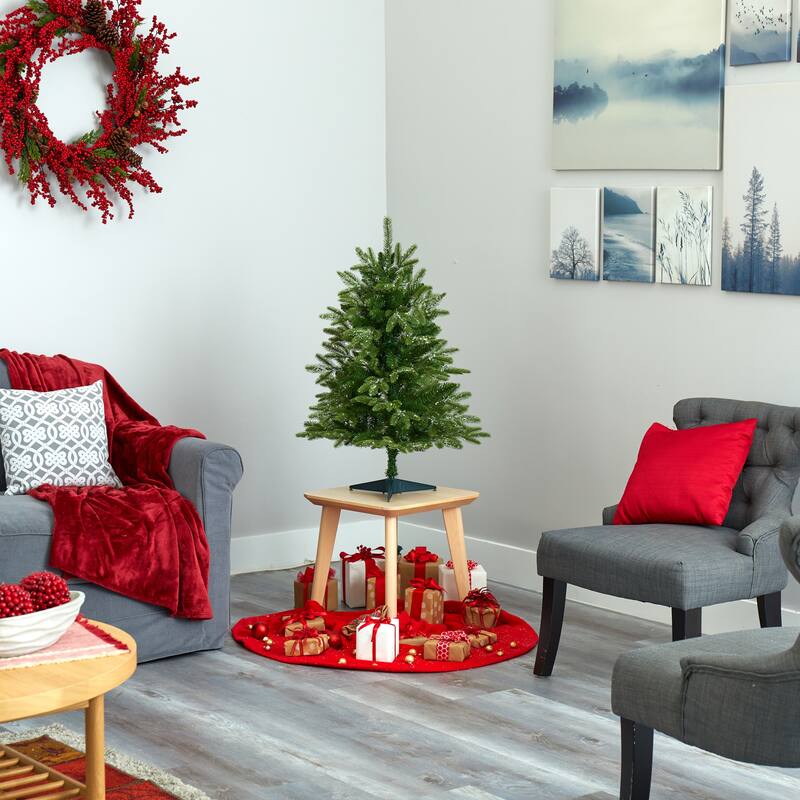 3’ Snowed Gr& Teton Fir Artificial Christmas Tree, Clear LED Lights - 3 Foot