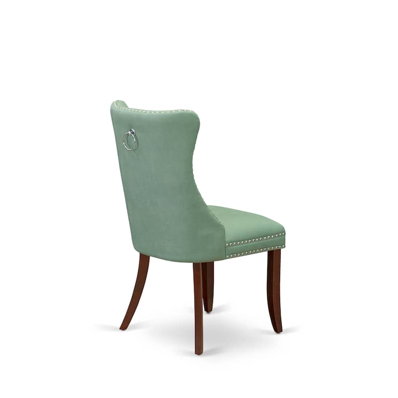 East West Furniture Dinette Set Consists of a Square Dining Table and Upholstered Chairs, Mahogany (Pieces Options)