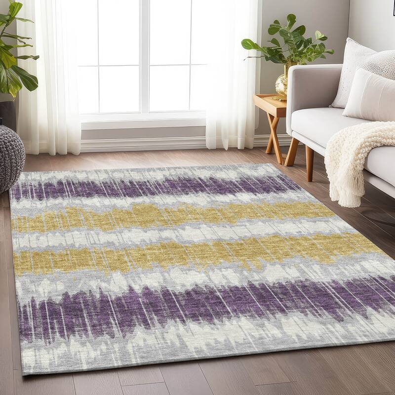 Premium Washable Super Soft Modern Stripe Mayfield Rug - Silver - 3' x 5' - Rectangle