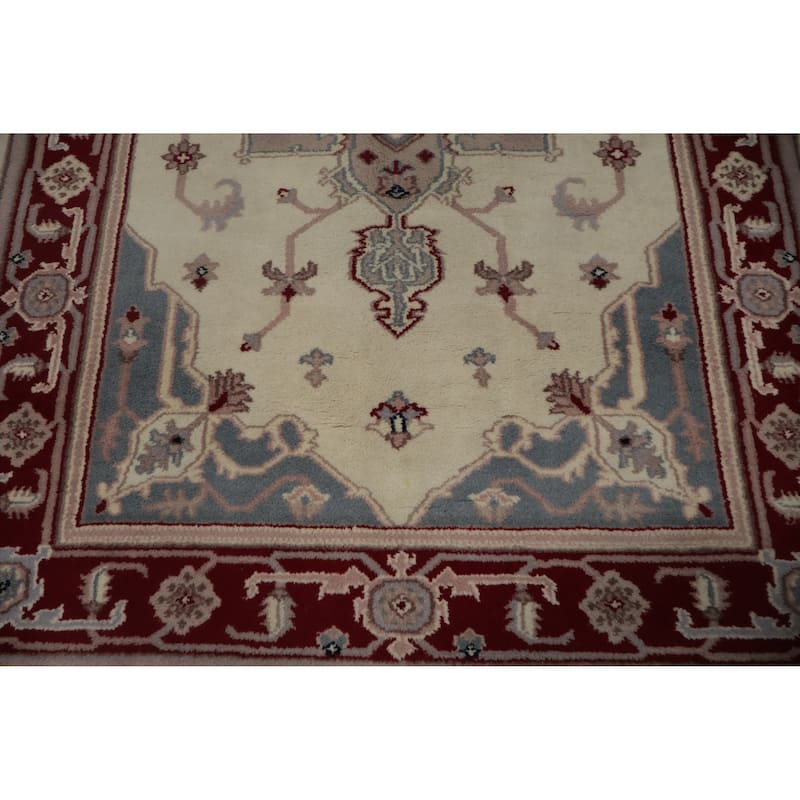 Hand Knotted Oriental 100% Wool Carpet Traditional Floral Beige & Ivories Heriz Area Rug - 6' 2'' X 4' 0''