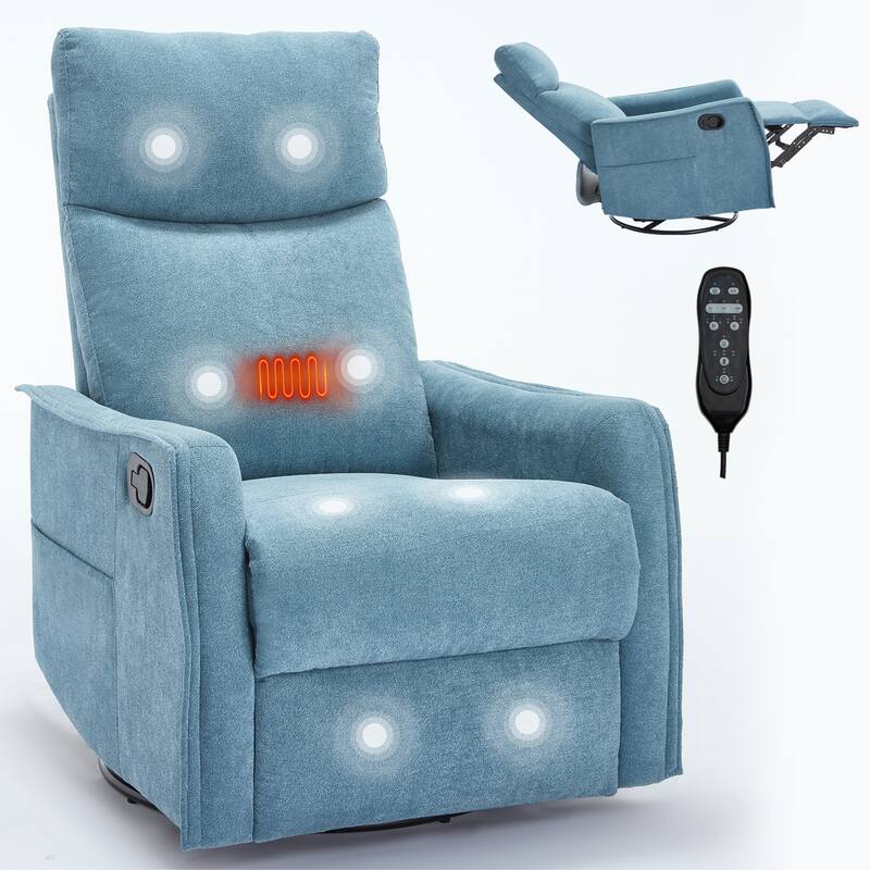 Heat Massage Manual Recliner Chair with 360° Swivel and Rocker Function