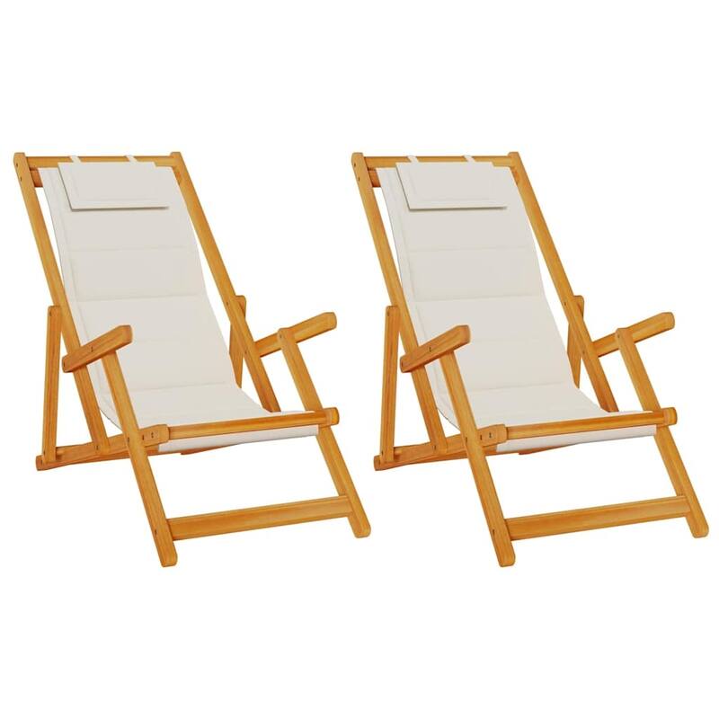 vidaXL Beach Chair 61.5 x 123 x 82cm Solid Acacia wood - 24.2 x 48.4 x 32.3 in