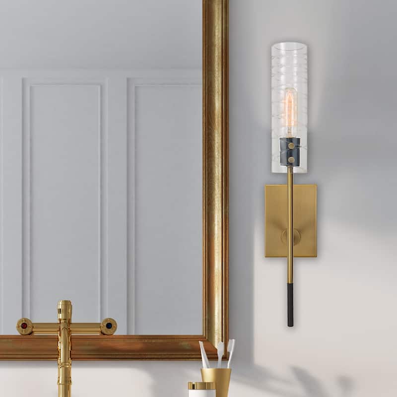 Uttermost Telesto 1 Light Brass Sconce - 22"H x 5"W x 7"D