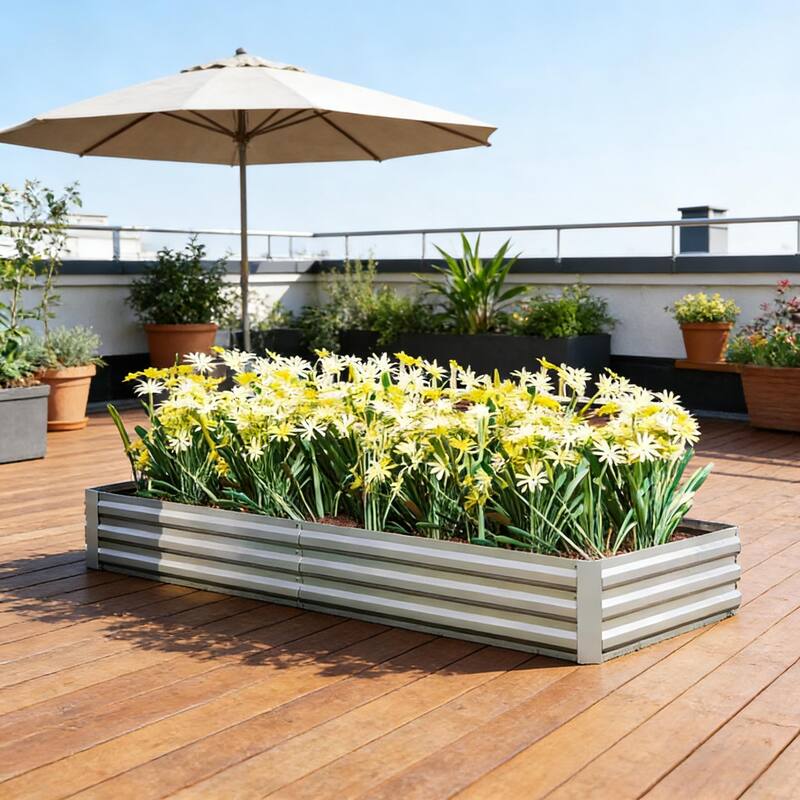 Rectangular Flower Box, Metal Plant Box Garden Bed
