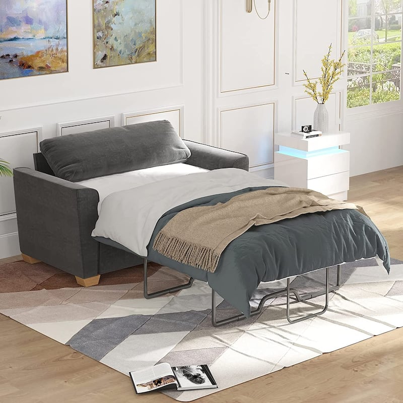 Mixoy Modern Pull Out Sofa Bed,Velvet Sleeper Loveseat Couch Bed