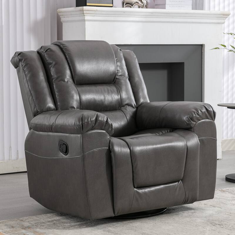 360° Swivel and Rocking Home Theater Recliner: Manual Recliner Chair with Wide Armrest