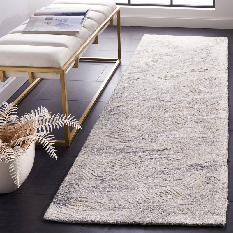 SAFAVIEH Handmade Glamour Shag Contemporary Rug - 2'3" x 8' Runner - Grey/Ivory