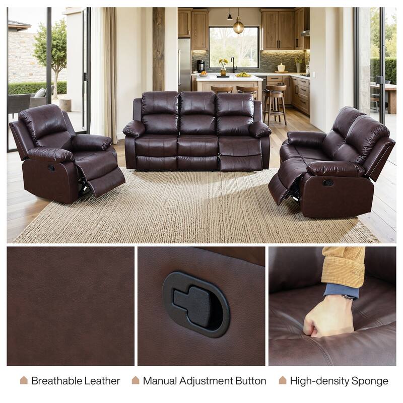 Semi PU And PVC 3-Piece Couch Living Room Sofa Set