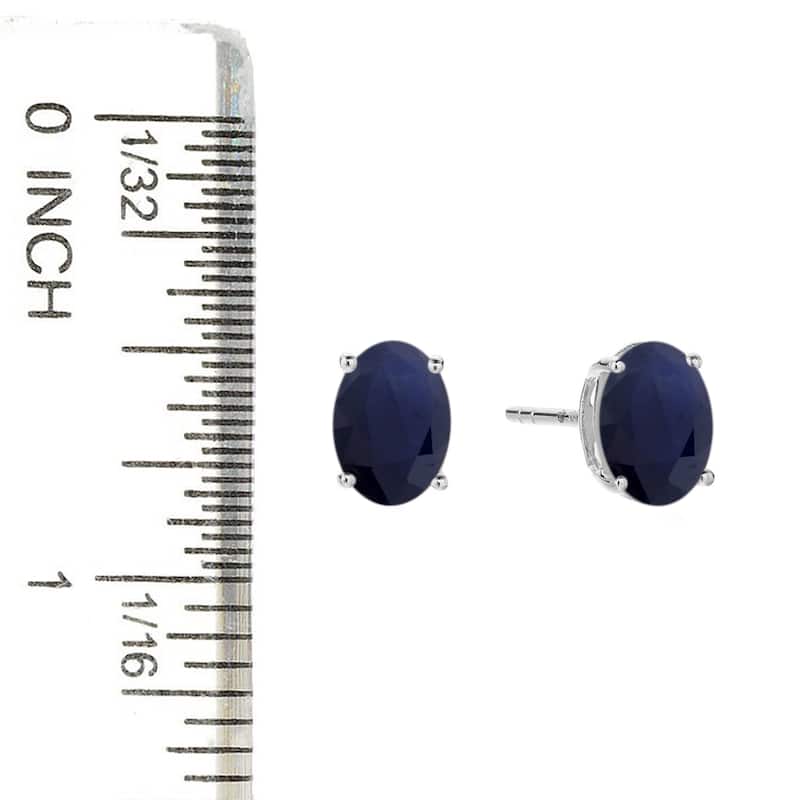 Sterling Silver 8x6 Oval Genuine Gemstone Birthstone Stud Earrings