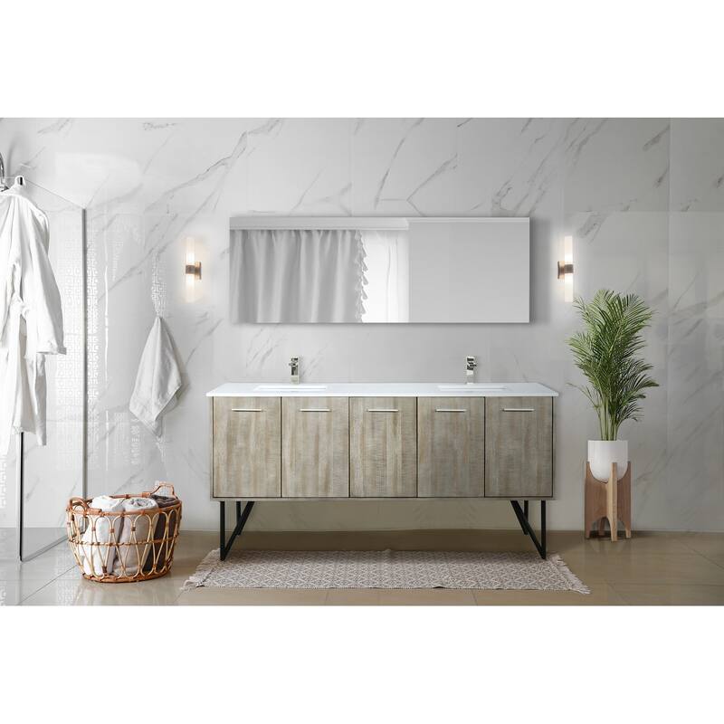 Lancy Rustic Acacia Bath Vanity, Cultured Marble Top and Mirror