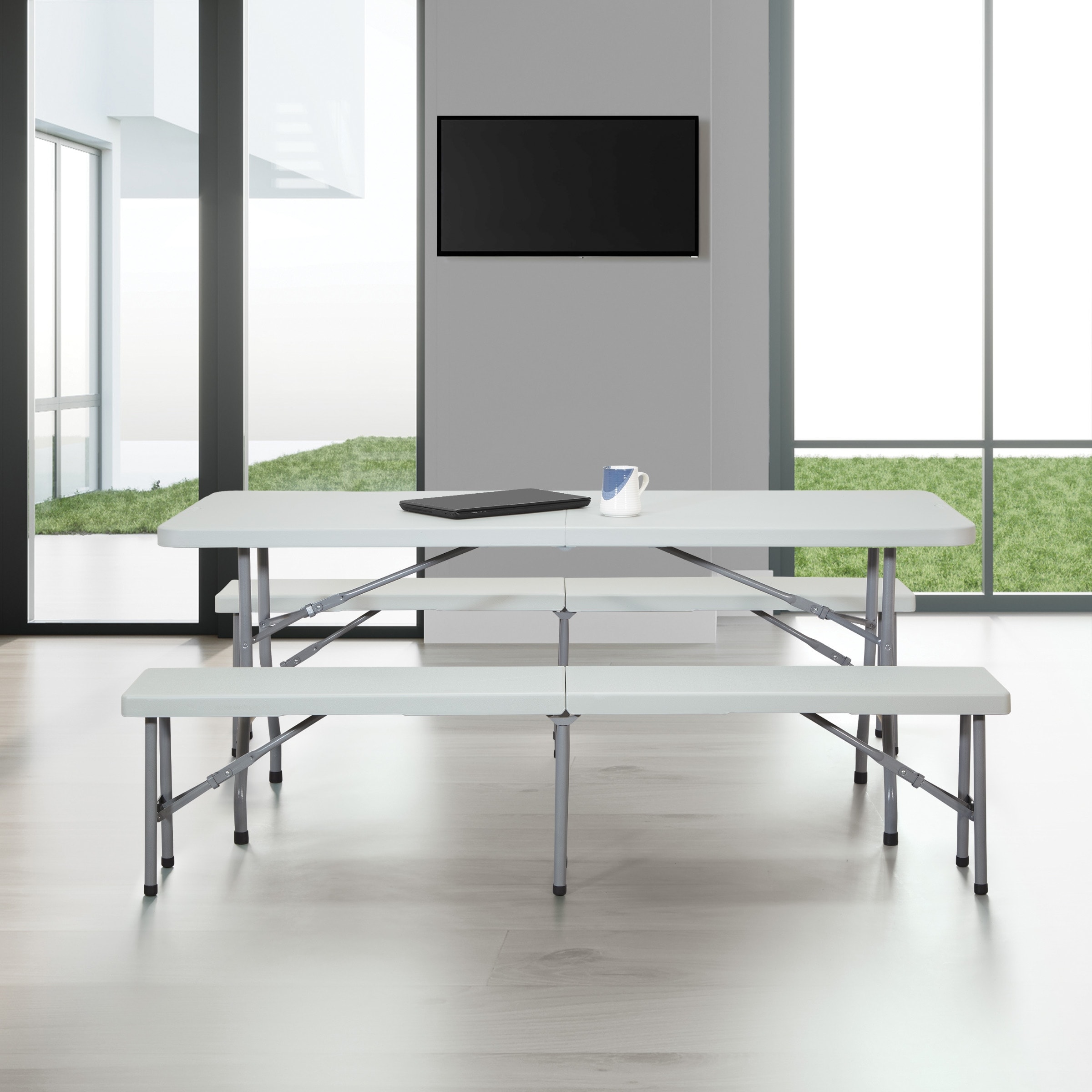 3 Piece Folding Table and Bench Set - On Sale - Overstock - 35935618