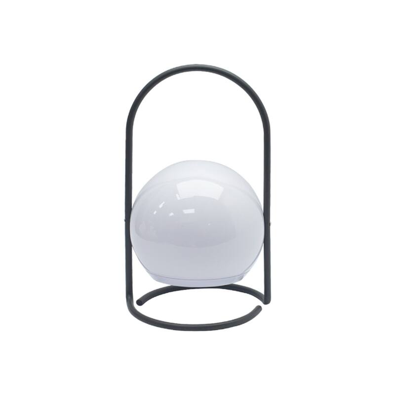 LED Lighted Flameless Outdoor Circular Lantern Candle - 11.75" - White and Black