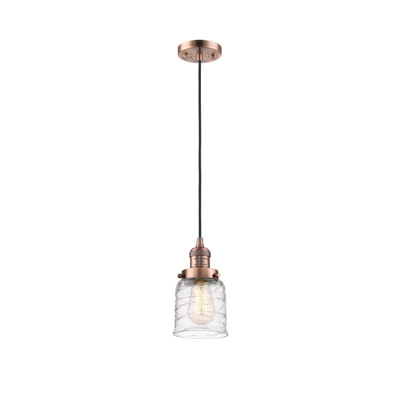 Innovations Lighting Franklin Restoration Bell - 1 Light 5" Cord Hung Mini Pendant - Deco Swirl/Antique Copper