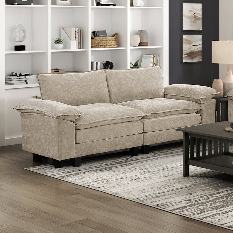 Terra 87" Chenille 2-Seater Loveseat - Adjustable Arm Pillows