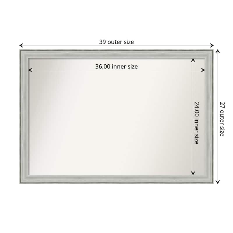 Non-Beveled Wood Bathroom Wall Mirror - Bel Volto Silver Frame - 39 x 27 in - Bel Volto Silver