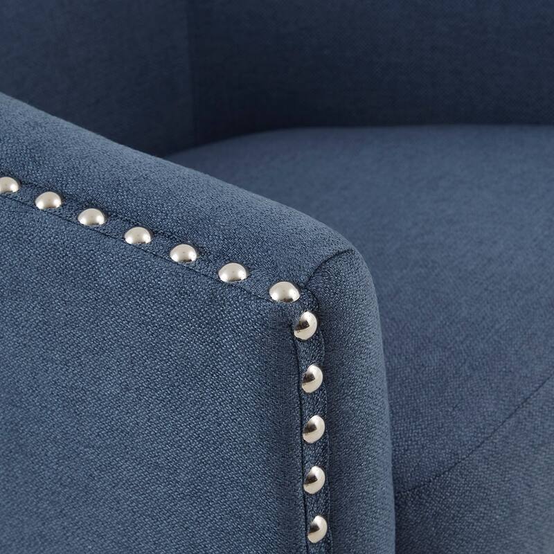 Swivel Nail Accent Chair, Barrel Swivel chair, Black Metal Base