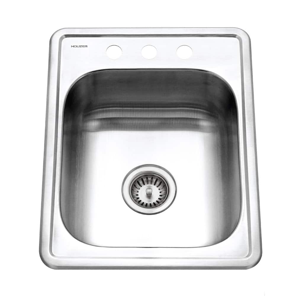 Houzer Hospitality 17" Single Basin Drop In 22-Gauge Stainless Steel