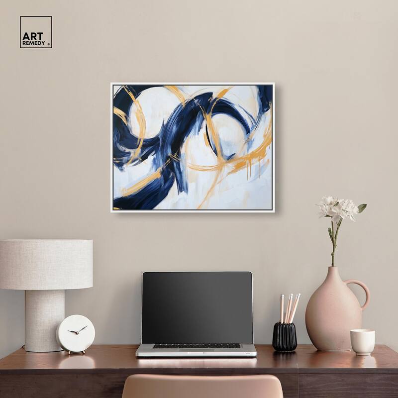 Navy and Gold Rings I Canvas by Art Remedy