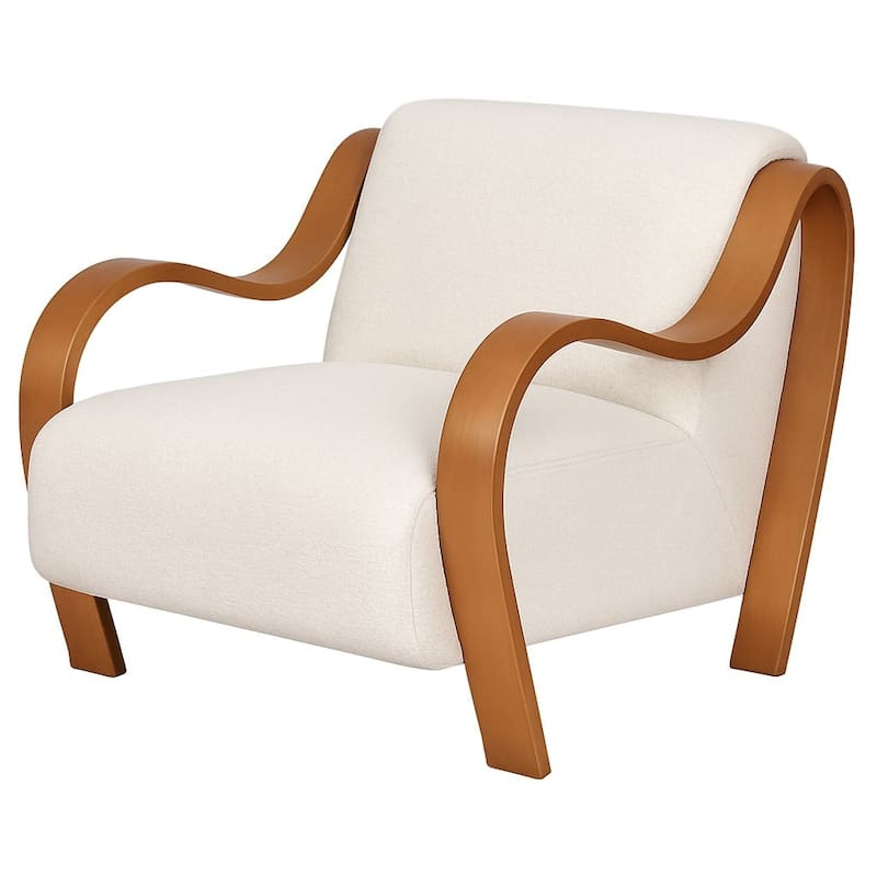 Curva Luxe Accent Chair Boucle Mid Century Modern Plush Seating Design