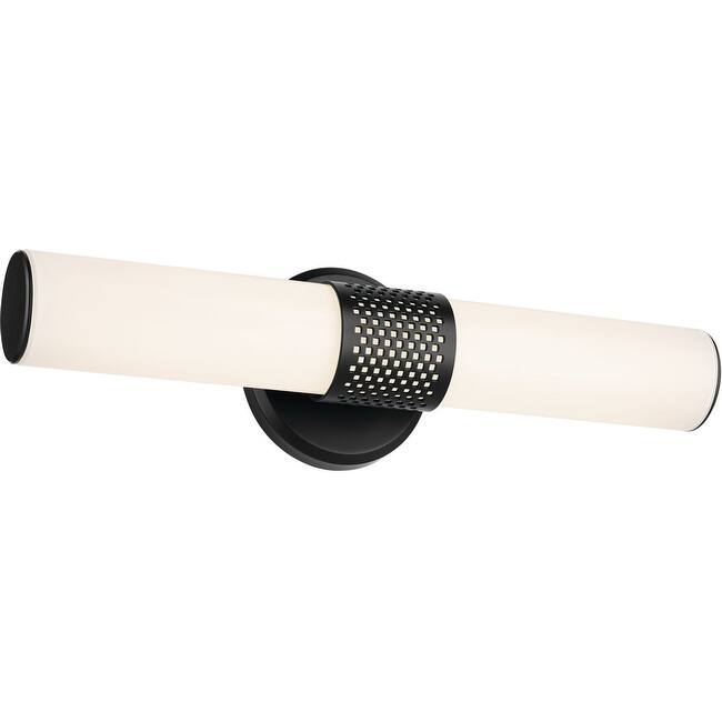 Kichler 55191LED Sashi 18" Wide LED Bath Bar with White Glass Shade - Black