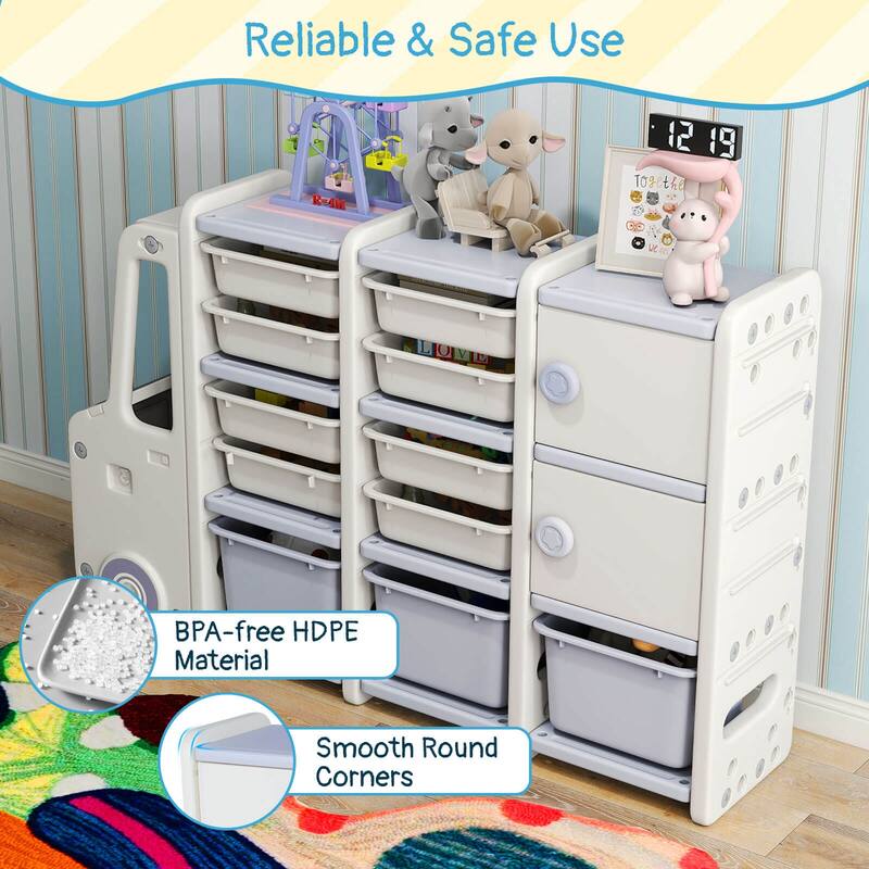 Costway Kids Toy Storage Organizer with 2 Cabinets & 11 Removable Bins - See Details
