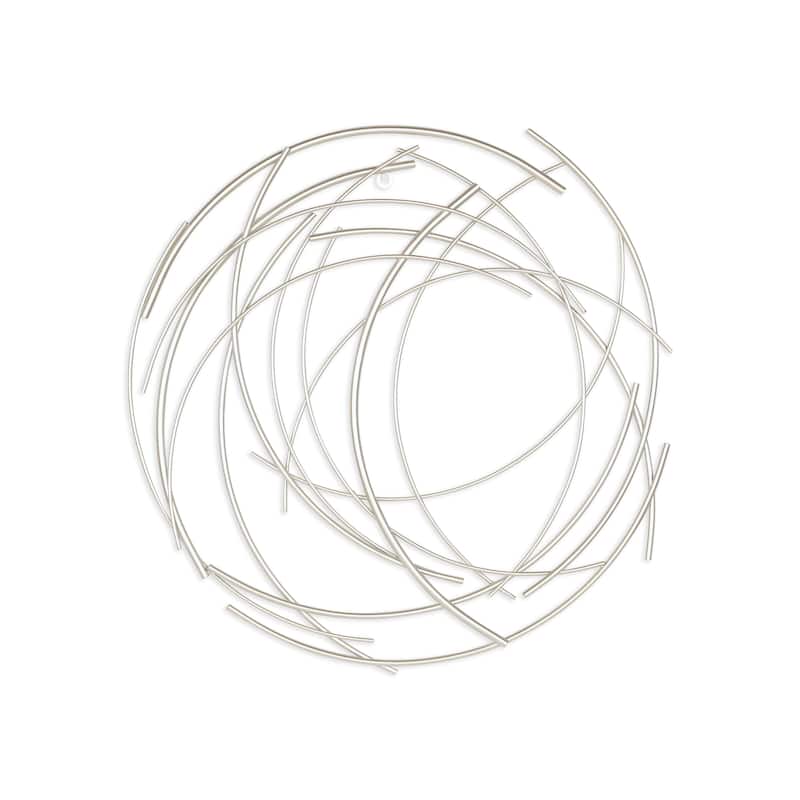 Denine Metal Silver Small Abstract Round Wall Art