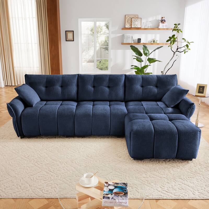 110.2" Chenille Sectional Sofa with High-Resilience Cushions