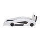 preview thumbnail 8 of 10, Twin Size Race Car-Shaped Platform Bed with Wheels, Fun and Sturdy Design for Young Racing Fans, Safety Features Included, White