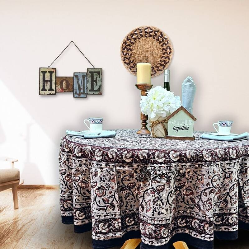 Earthen Vintage Floral Block Print Cotton Tablecloth Collection