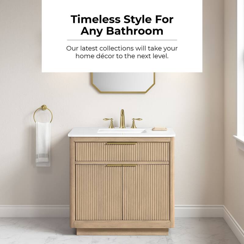 OVE Xander Bathroom Vanity with White Engineered Stone Top