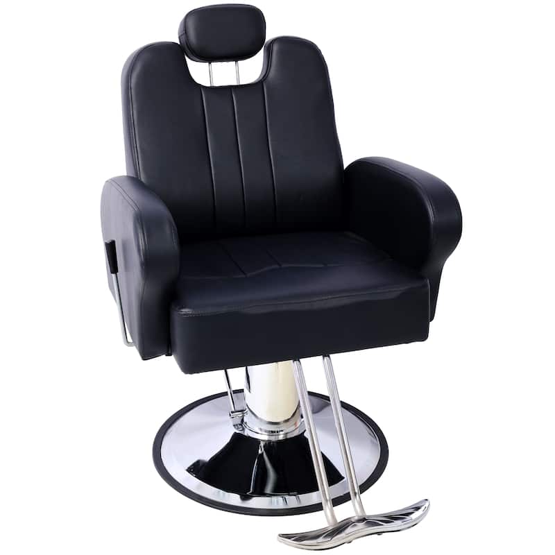 Artist hand Hair Barber Chair,Heavy Duty Hydraulic Spa Furniture Shampoo Reclining Extra Wider Seat Beauty Hair Salon Equipment - Black