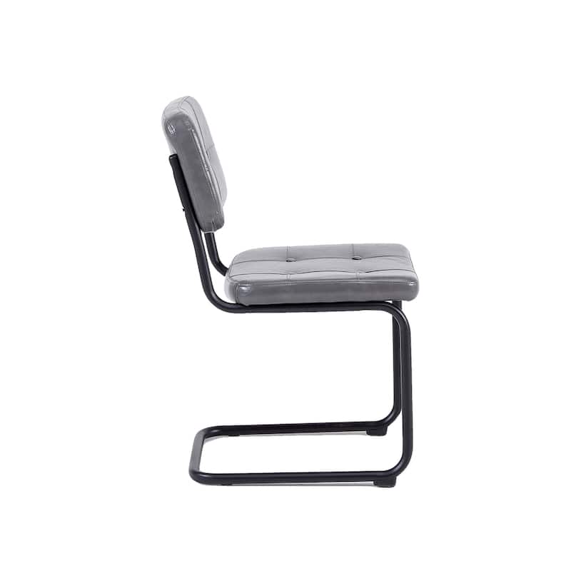 Modern Simple Style Dining Chair PU Leather Black Metal Pipe Dining