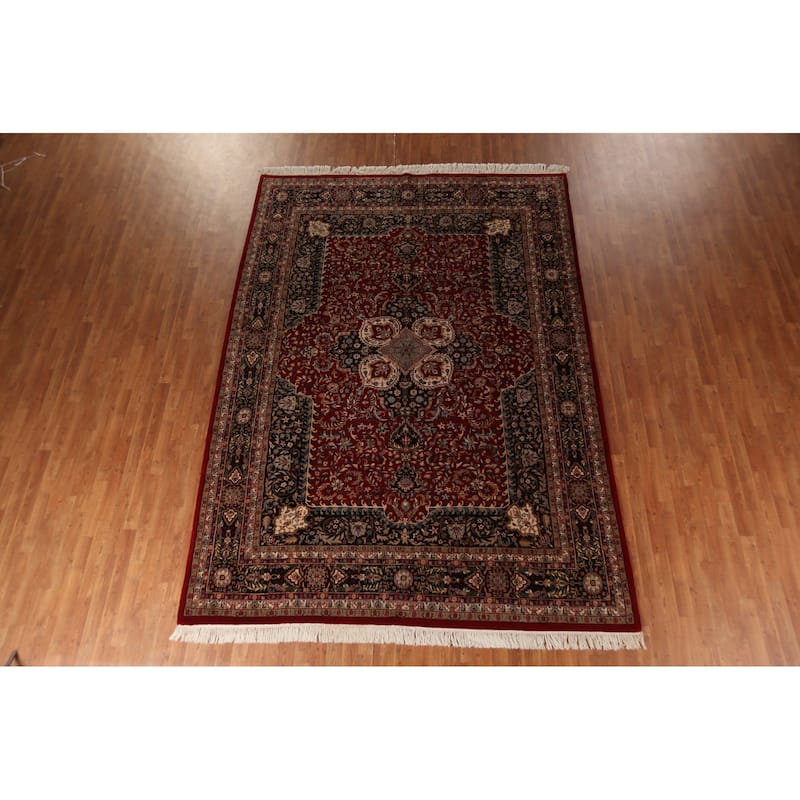 Vegetable Dye Kashan Indian Area Rug Handmade Wool Carpet - 8'2"x 11'5"