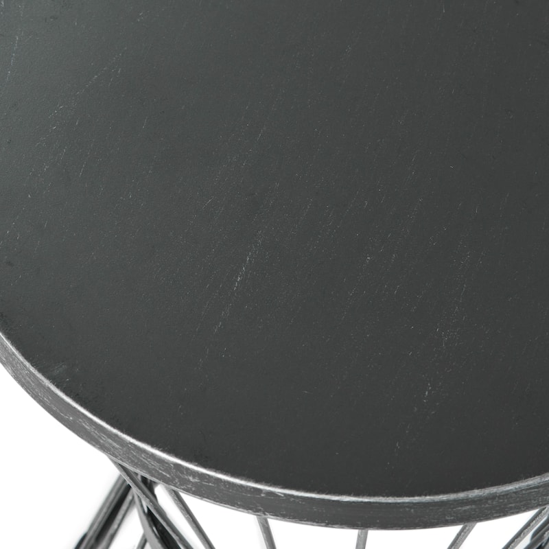 Roomfitters Lassen Outdoor Side Table, 16" Round Accent Table with Hourglass Wire Frame