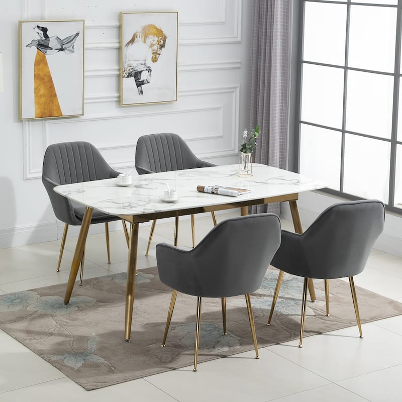AVAWING Upholstered Velvet Dining Chairs Accent Arm Chairs Set of 4