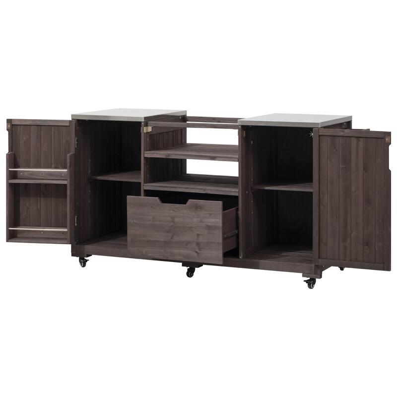 66.5" Outdoor Kitchen Island for Big Green Egg Grills, for Tabletop Grill with Stainless Steel Top, Drawer