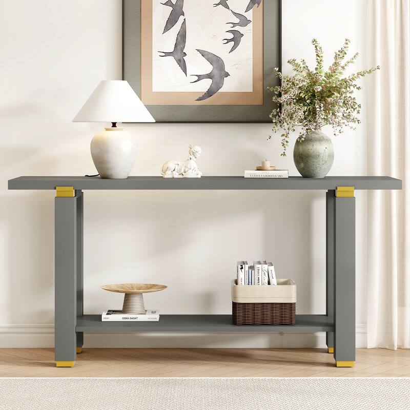 62.9in Modern Minimalist Solid Wood Console Table
