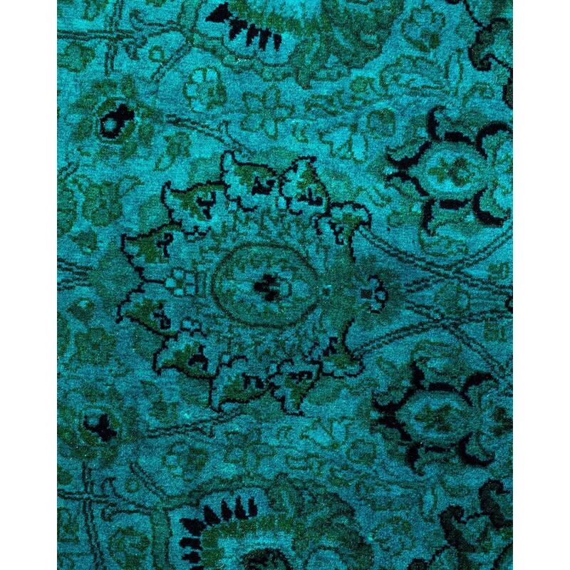 Overton Hand Knotted Wool Vintage Inspired Modern Contemporary Overdyed Blue Round Area Rug - 5' 1" x 5' 1"