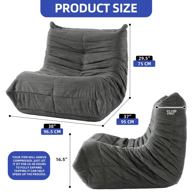 Moasis Cordury Fireside Bean Bag Chairs with Memory Foam for Adults