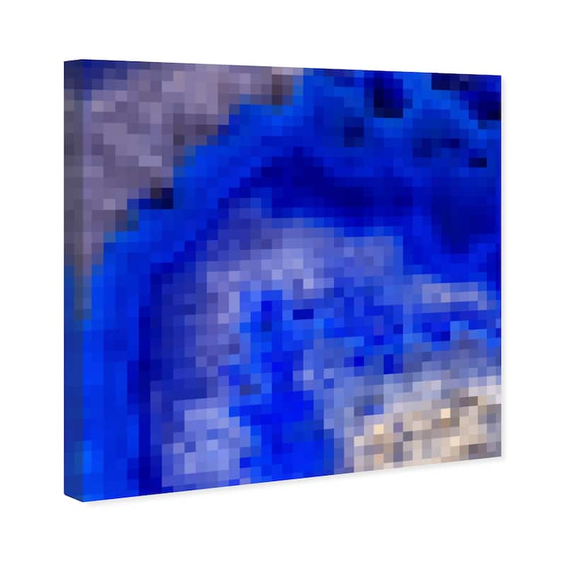 Wynwood Studio Canvas Abstract Agate Pixel Blue and Dark Blue Modern & Contemporary Wall Art Canvas Print