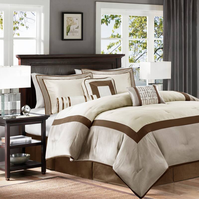 7 Piece Comforter Set Taupe/Brown King - Taupe+Brown