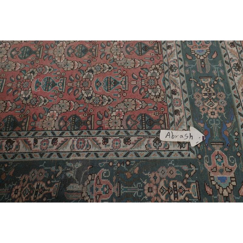 Over Dyed Pink Tabriz Persian Vintage Rug Handmade Wool Carpet - 9'9"x 12'7"