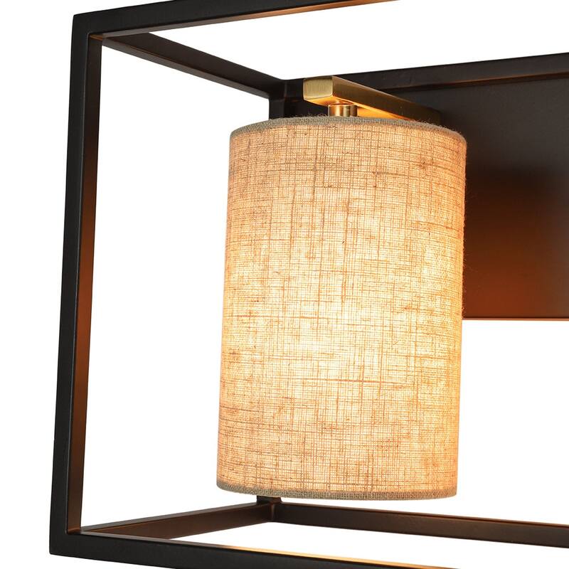 Vintage 3-Light Bathroom Beige Linen Cage Vanity Wall Light