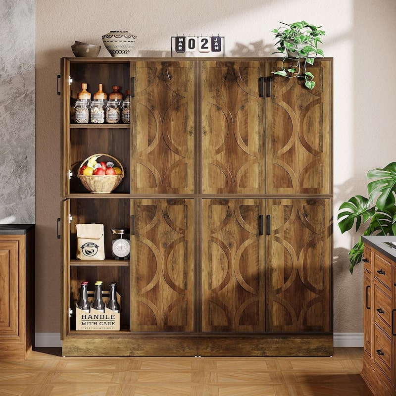 71.4" Kitchen Pantry Cabinet with Doors and Adjustable Shelves for Dining Room