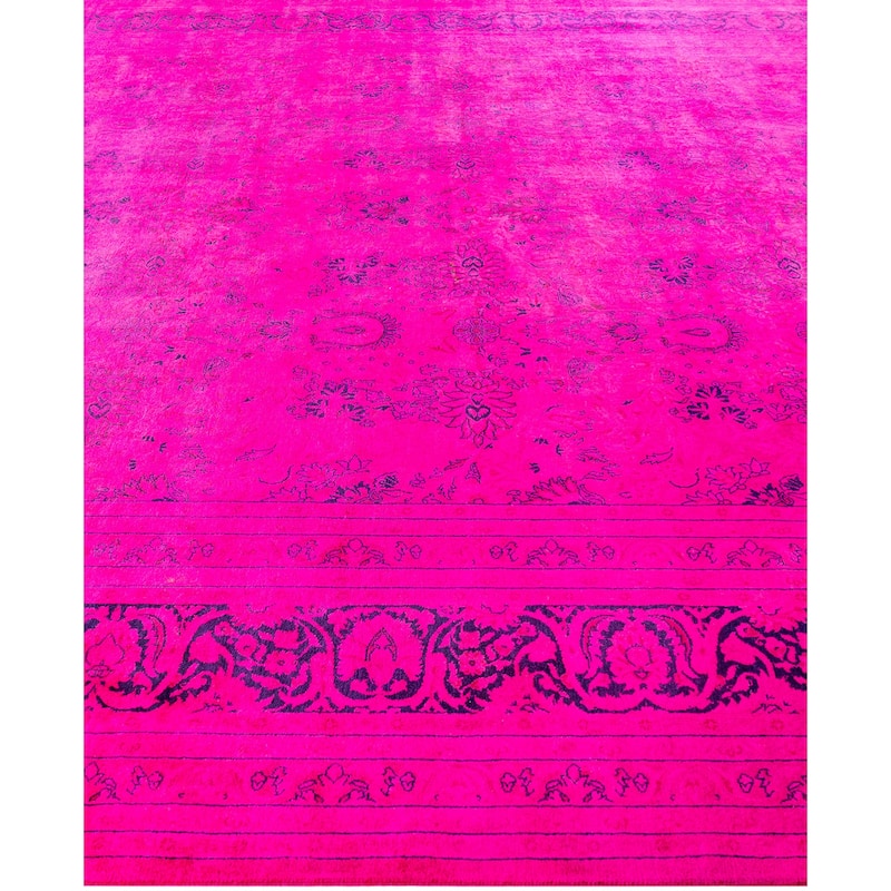 Overdyed One-of-a-Kind Hand-Knotted Area Rug - Pink - 9' 5" x 12' 1"